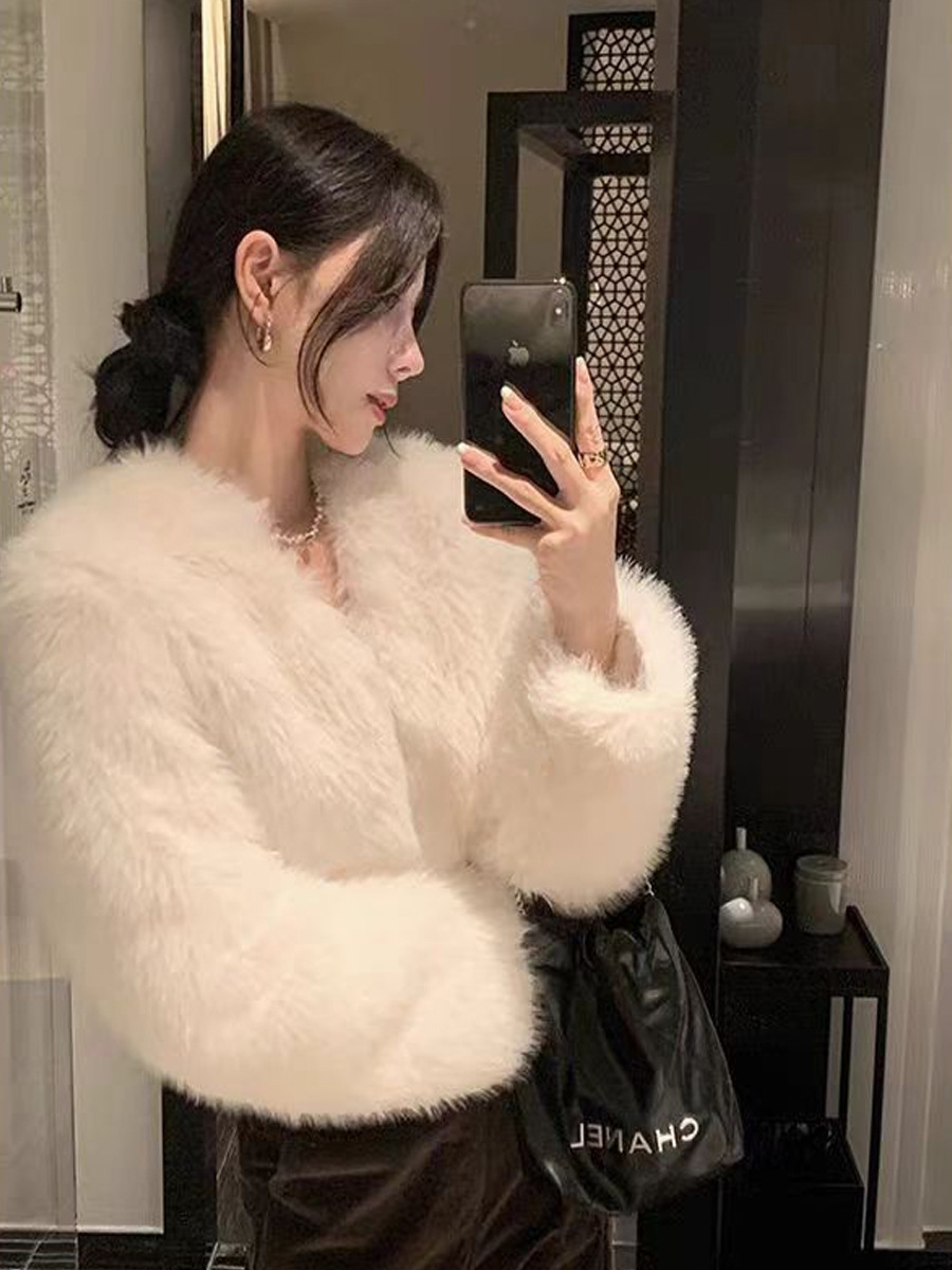 Fur Style Short Outwear New Korean Style Trendy Ins Loose Elegant Small Street Fur Top Versatile
