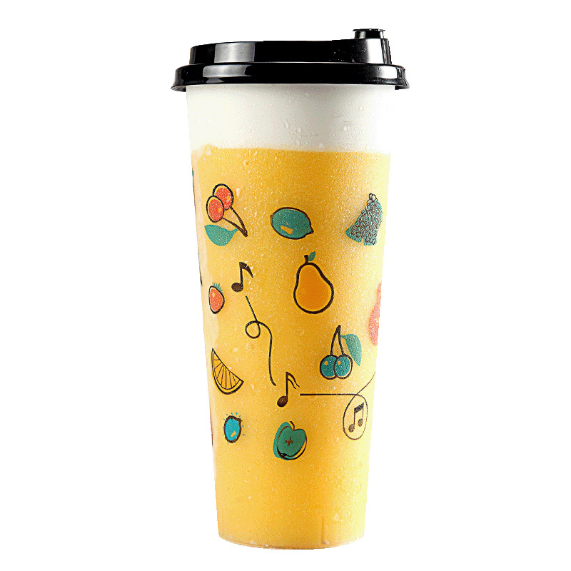 90 caliber disposable milk tea cup plastic transparent frosted 700mL injection cup cold drink cup beverage cup customization