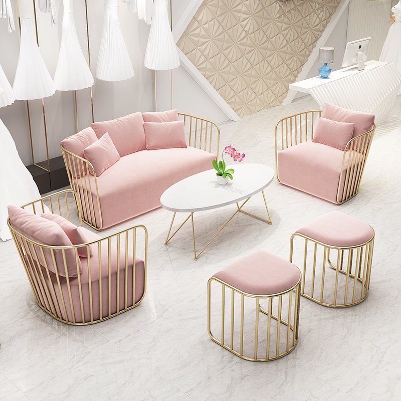 Диван в стиле Фошан, для магазина одежды, маленький, интернет-знаменитости, салон красоты, кованый диван-стул, двойной, простой, современный