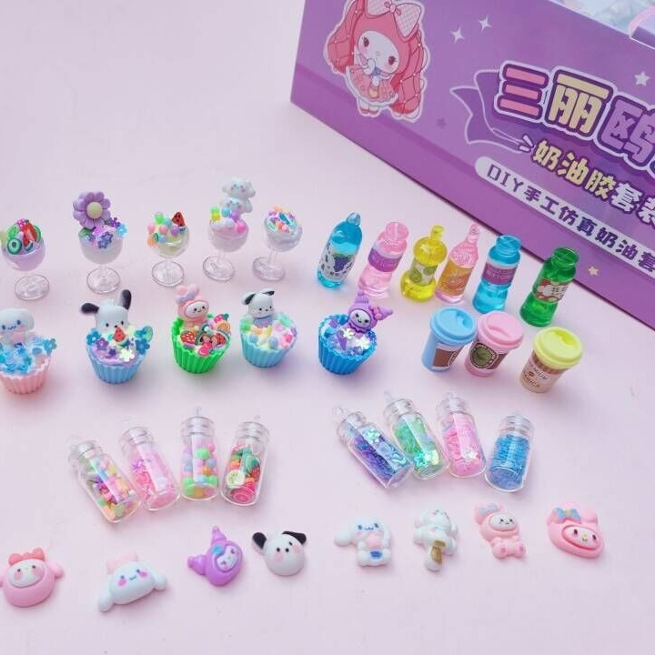 Cartoon puzzle cream set DIY student handmade cream glue hand account stickers material package creative cream