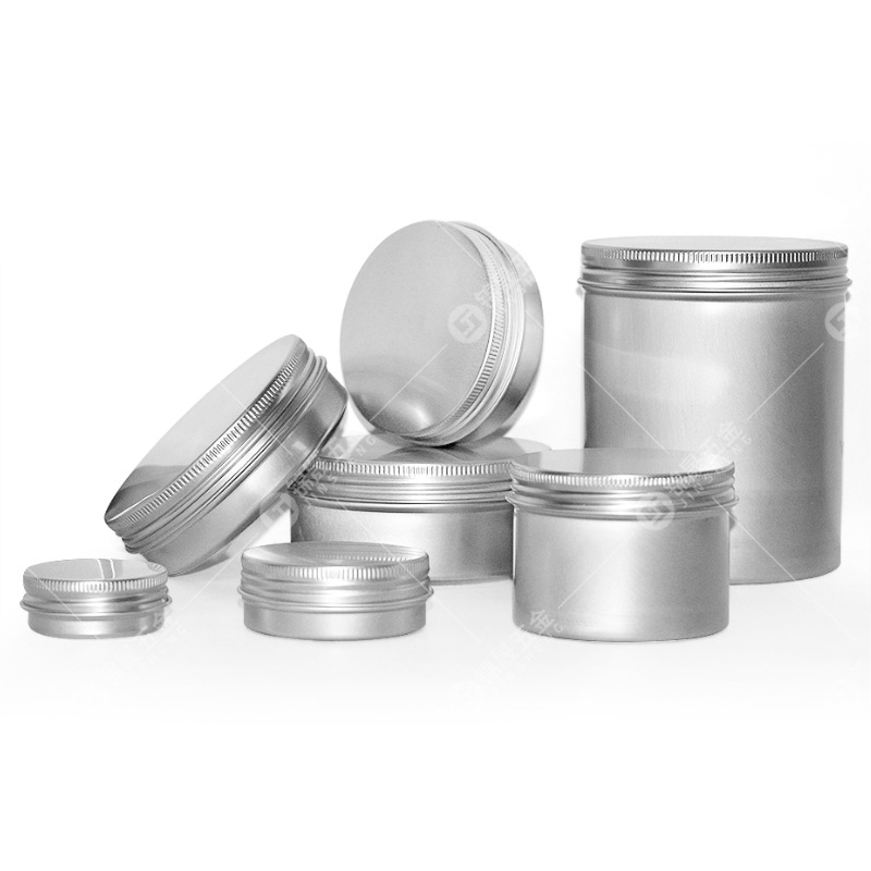 Factory direct 5G -1000g cosmetics travel sub-packed jar cream scented tea car wax silver round aluminum box