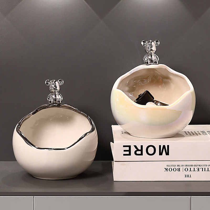 Light Luxury Bear Entrance Entrance Entrance Key Storage Rack Storage Light Luxury Ornaments Creative Living Room Shoe Cabinet Decorations