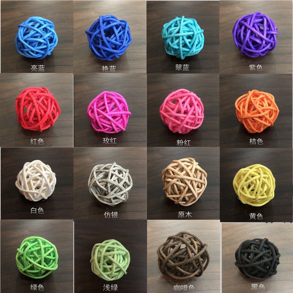 3CM parrot bird toy ball color aromatherapy rattan ball kindergarten merchant plant woven decorative hanging rattan ball