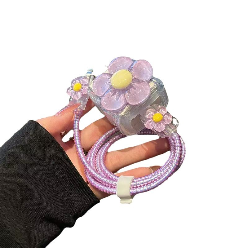 Small fresh Apple 16 data cable protective cover for iPhone15 anti-break 14 fast charge iPad fast charge 20 head