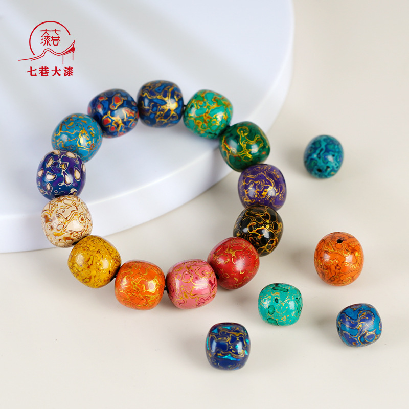 Qixiang Lacquer Single Bead Old Type Beads 13mm Loose Beads Gift Lacquerware Chinese Style Handicraft Traditional Bracelet Intangible Cultural Heritage