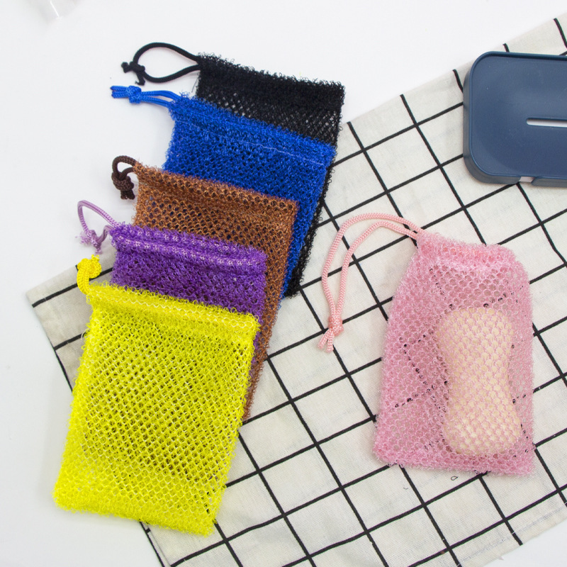 African Mesh Exfoliating Handmade Bubble Mesh Soap Bag Soap Storage Special Mesh Bath Scrubbing and Stain Removal One Bag Dual Use