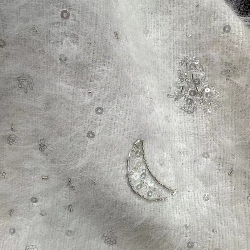 Internet Celebrity Tweed Fabric Woolen Coarse Fabric Gold Silk Bead Embroidery Jacket Autumn and Winter Dress Fabric