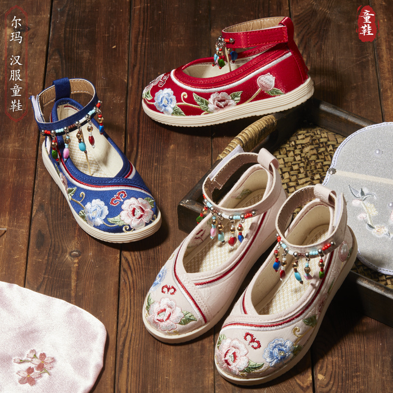 2024 spring old Beijing cloth shoes baby costume performance shoes girls Chinese clothing shoes children embroidered shoes