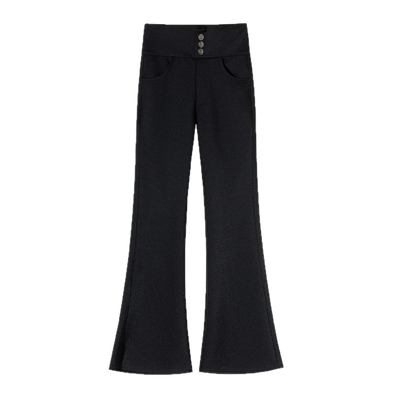 High waist micro flared pants plus size 200kg chubby girl high elastic spring and autumn drape straight slim casual pants