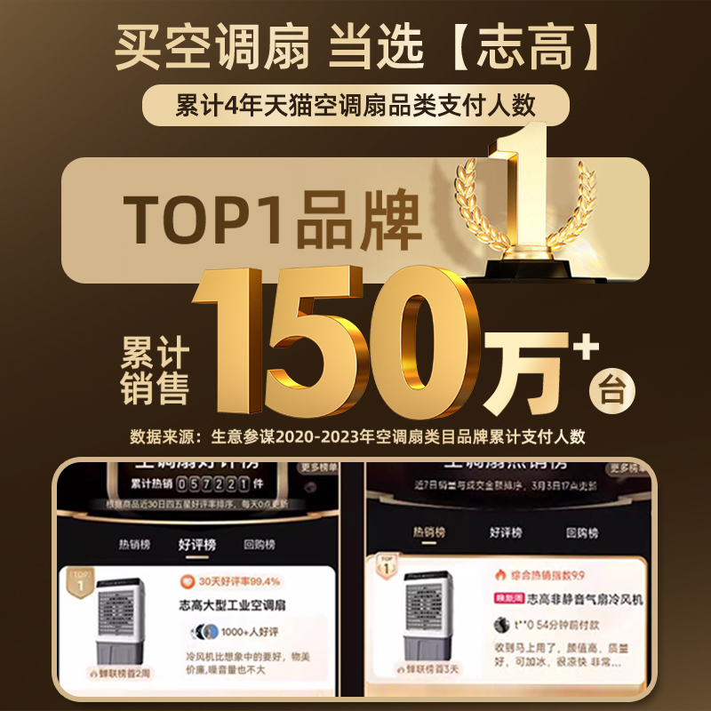 Chigo Air Conditioning Fan Refrigeration Fan Household Commercial Electric Fan Water Air Conditioner Industrial Air Conditioning Fan 2025 New Model 210