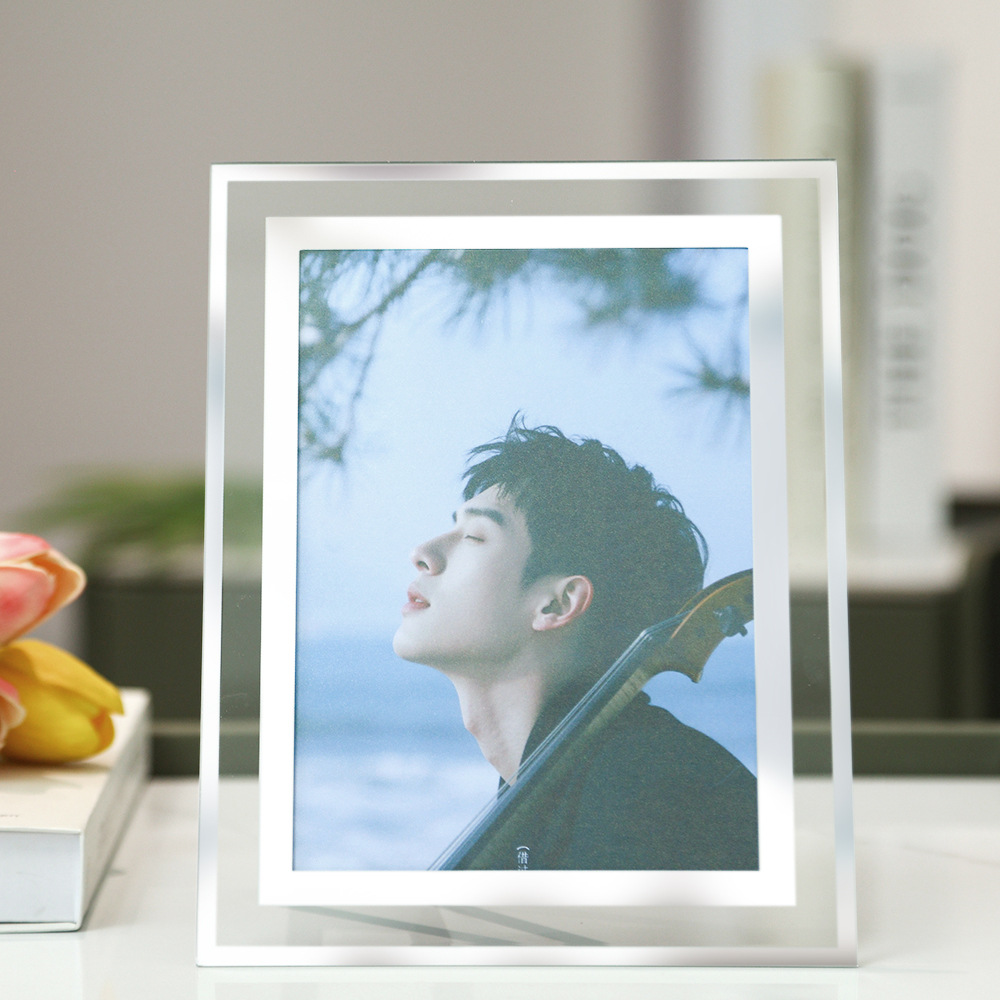 Crystal Glass Photo Frame Wholesale Photo Studio Photo Display Frame Table Two-Color Printing Family Photo Framed Photo Frame