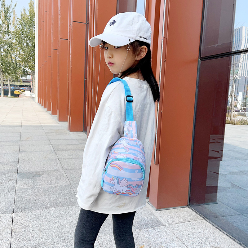 Cartoon Fashion Children's Chest Bag 2024 Autumn and Winter New Trendy Princess Trendy Crossbody Bag Unicorn Children's Waist Bag