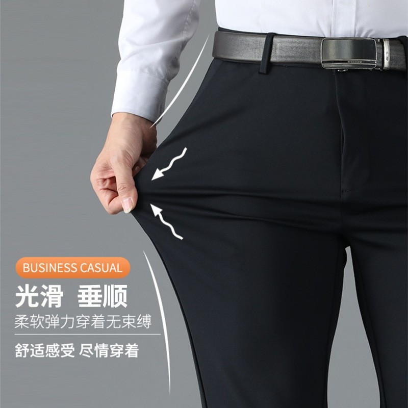 A generation of wholesale spring and summer men's pants business casual pants ice silk stretch men's pants loose straight west