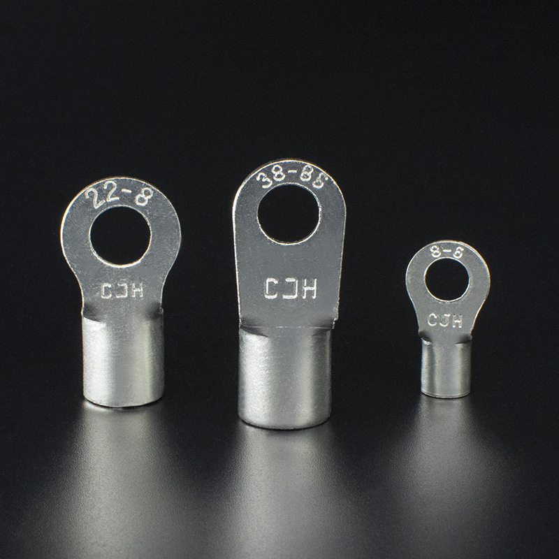 CJH End Head RNB8-6S/L Copper 1.0 Thick CoLd-preSSed Round Bare TerminaL BLock Copper NoSe Connector Wire Lug