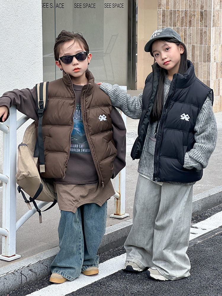 Детский пуховик без рукавов осень и зима, корейский стиль, утолщенный жилет для мальчиков и девочек