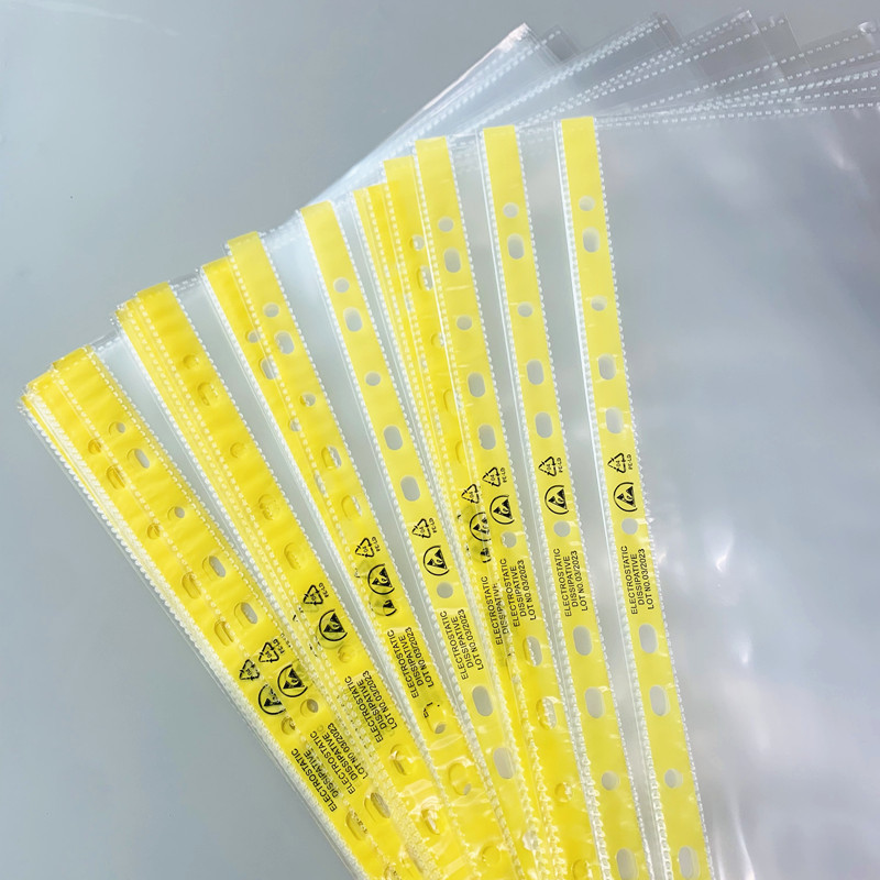 Anti-static perforated document bag ESD yellow edge 11 hole transparent document bag loose-leaf bag A4 A3 document bag