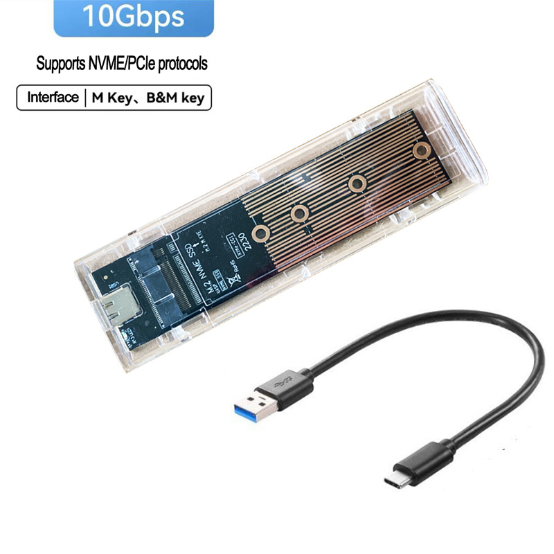 Transparent m.2 Solid State Drive Box NVme Single Protocol 10Gbps Mobile Notebook SSD Hard Drive Box M2 Box