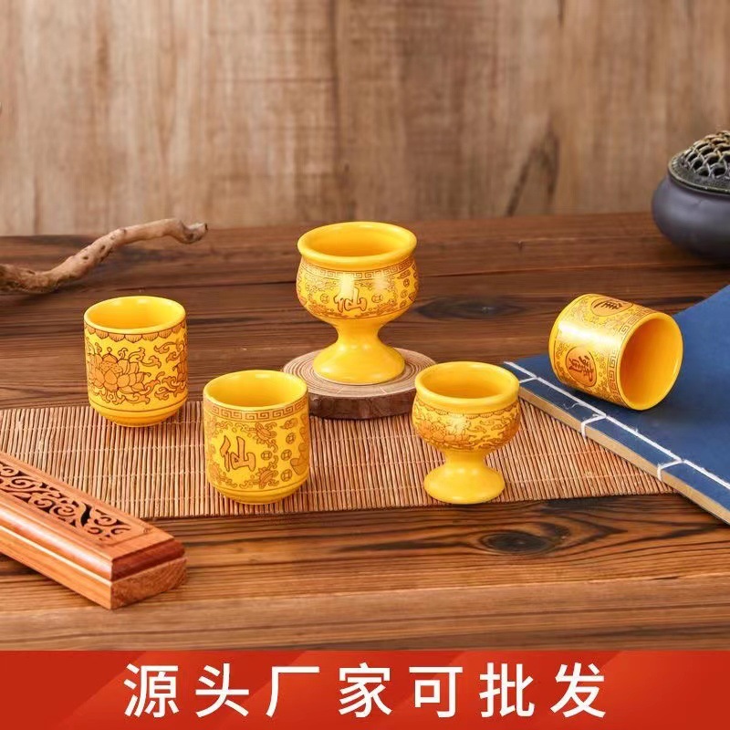 Ceramic Household Fairy Wine Glass Water Supply Cup Fairy Character Lucid Lotus Buddha Hall Decoration Supplies