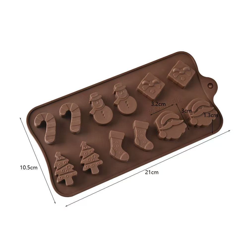 Christmas Theme Snowman Chocolate Mold Cartoon DIY Candy Mousse Fudge Jelly Biscuit Cake Silicone Mold