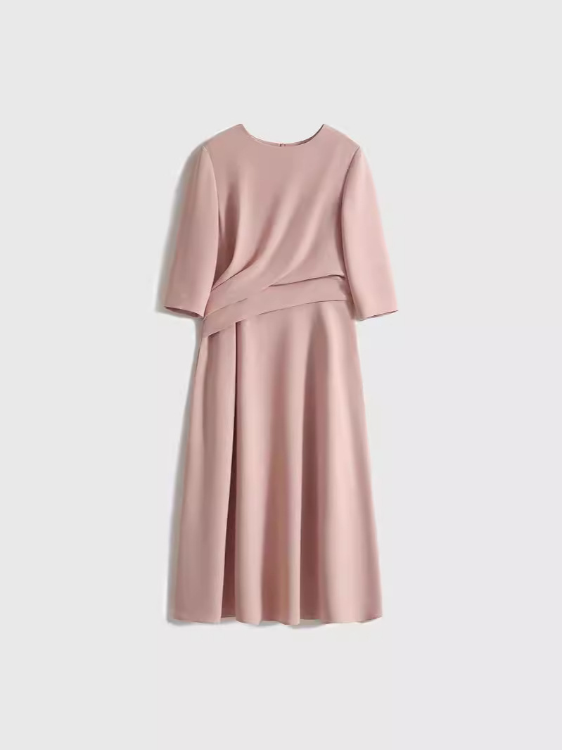 2691 Plus Size Women's French Boat Neck Waist Pleated Internet Celebrity Dress Plus Size Casual Fashion Mid-Length Skirt