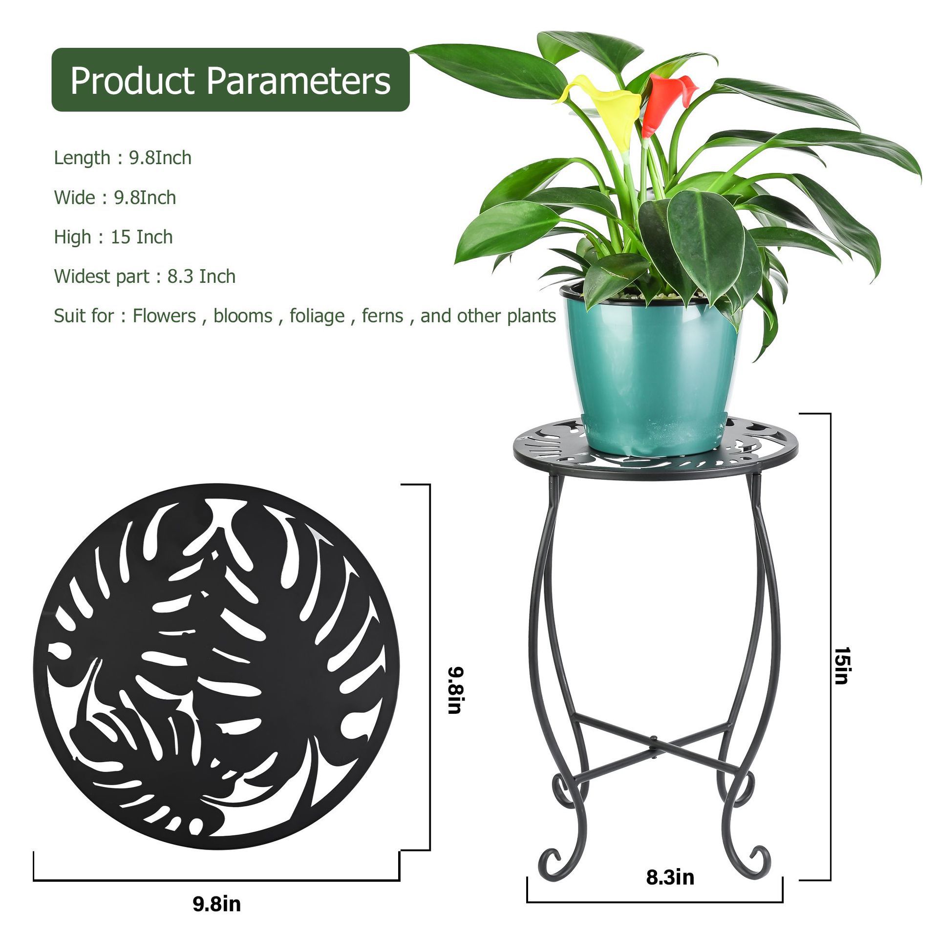 Monstera iron flower stand green radish single layer simple succulent living room indoor office balcony space-saving flower stand