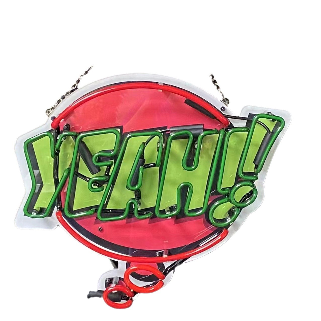 Yeah, Glass Neon Light Pendant Sign, Colored Glass Sign, Ambient Light