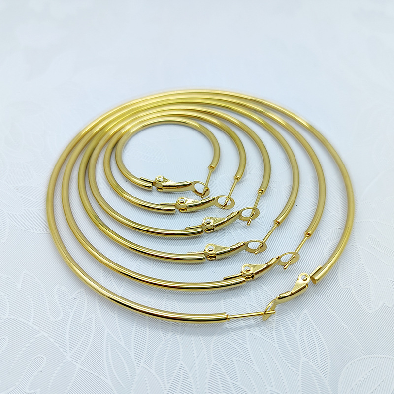 Cross-Border special for 316L stainless steel big circle earrings spring clip I-shaped shrimp bow buckle coil women's ear jewelry