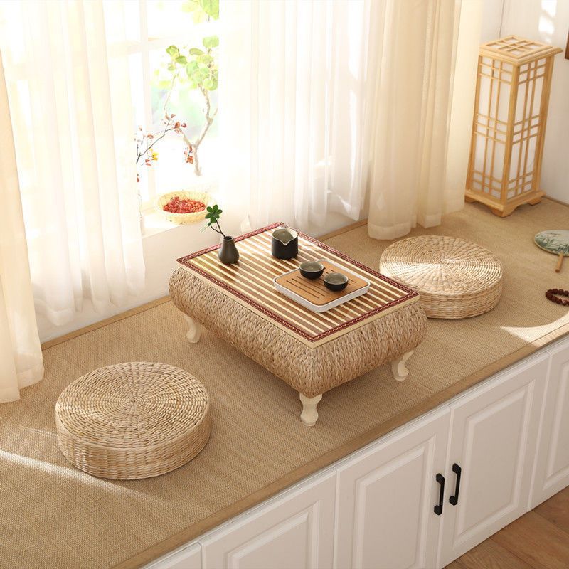 Rattan Japanese-Style Solid Wood Storage Tatami Coffee Table Bay Window Small Table Balcony Window Sill Tatami Floor Low Kang Table