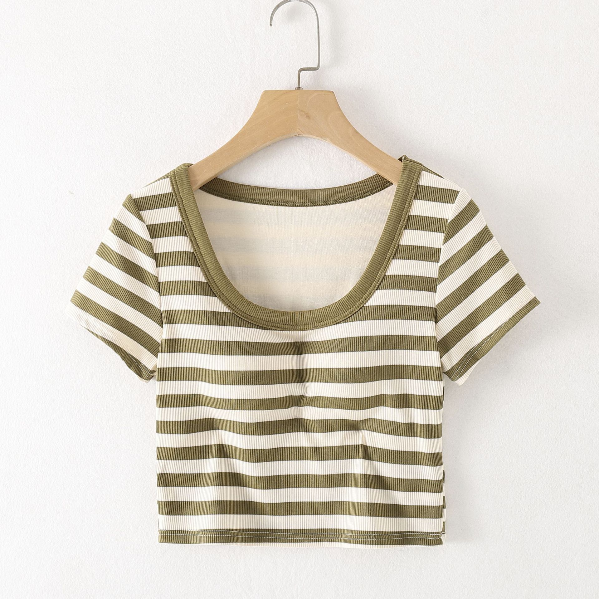 Women's short-sleeved Cup bottoming shirt with chest pad, summer short casual sports inner T-shirt