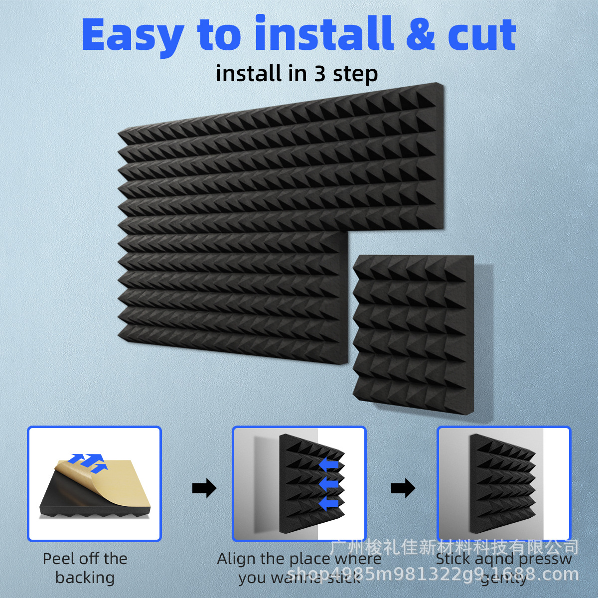 Triangle Slot Sound Absorbing Cotton Decoration Material Household Fireproof Flame Retardant Recording Studio KTV Sound Absorbing Board Self-adhesive Sound Absorbing Sponge