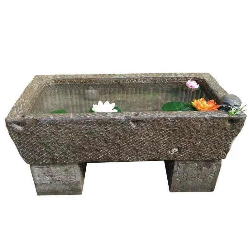 Rural Old Stone Trough Sink Balcony Outdoor Wash Basin Flowing Water Landscape Bluestone Cattle Trough Manger Pig Trough Old Stone Trough