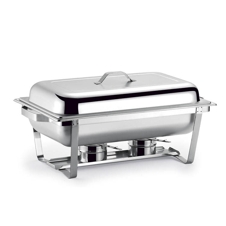 Stainless steel square double-lid buffet stove Golden Foot insulation heating tableware stove hotel alcohol stove Buffy stove