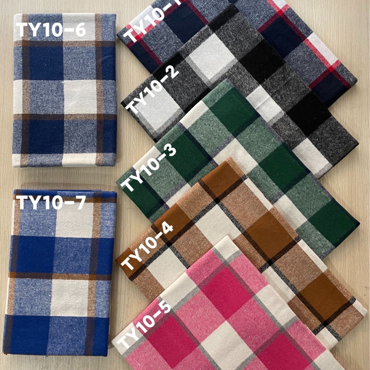 7 предметов фланелевой ткани из полиэстера и хлопка, окрашенная пряжа, для рубашек
