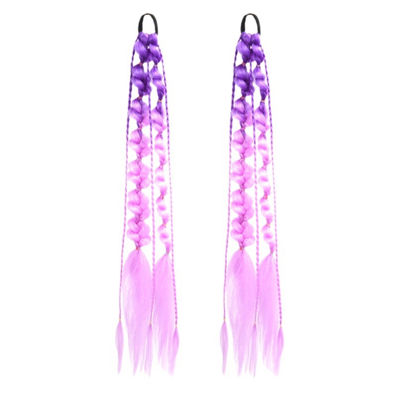 Hongxiu Carefully Selects Fashionable Colorfulful Gradient Bubble Twist Three-Strand Hand-Knitted Dirty Braid Ponytail Wig for Women's Hip-Hop Style