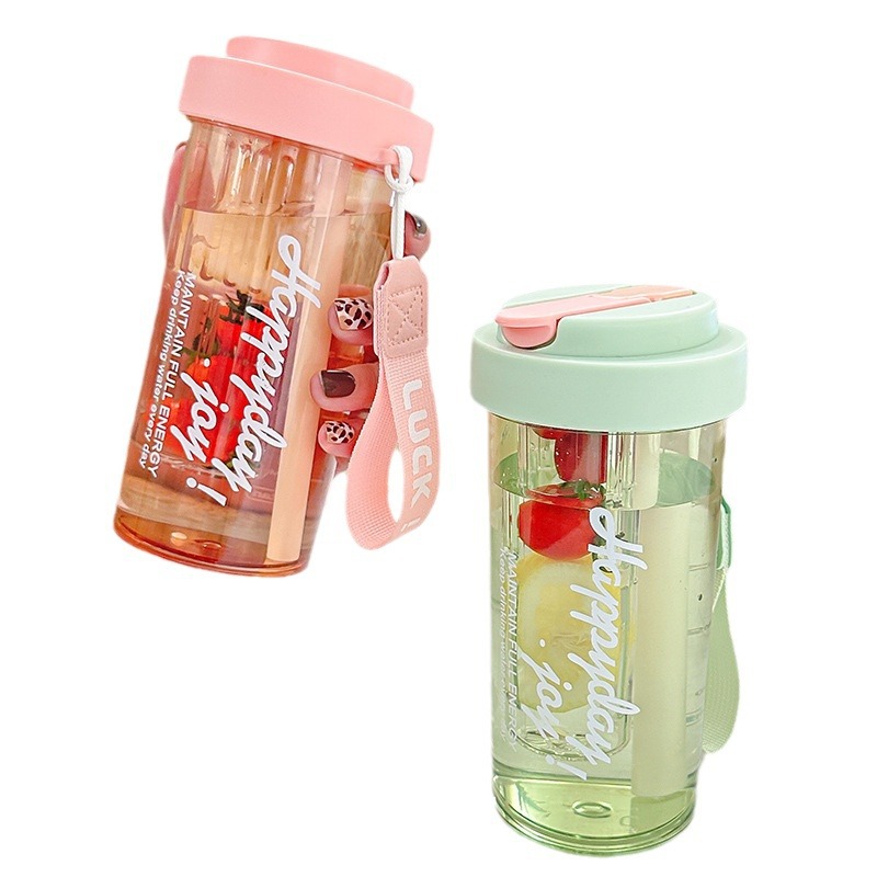 New high temperature resistant water cup girls portable spring and summer high color plastic straw kettle pc large capacity water cup