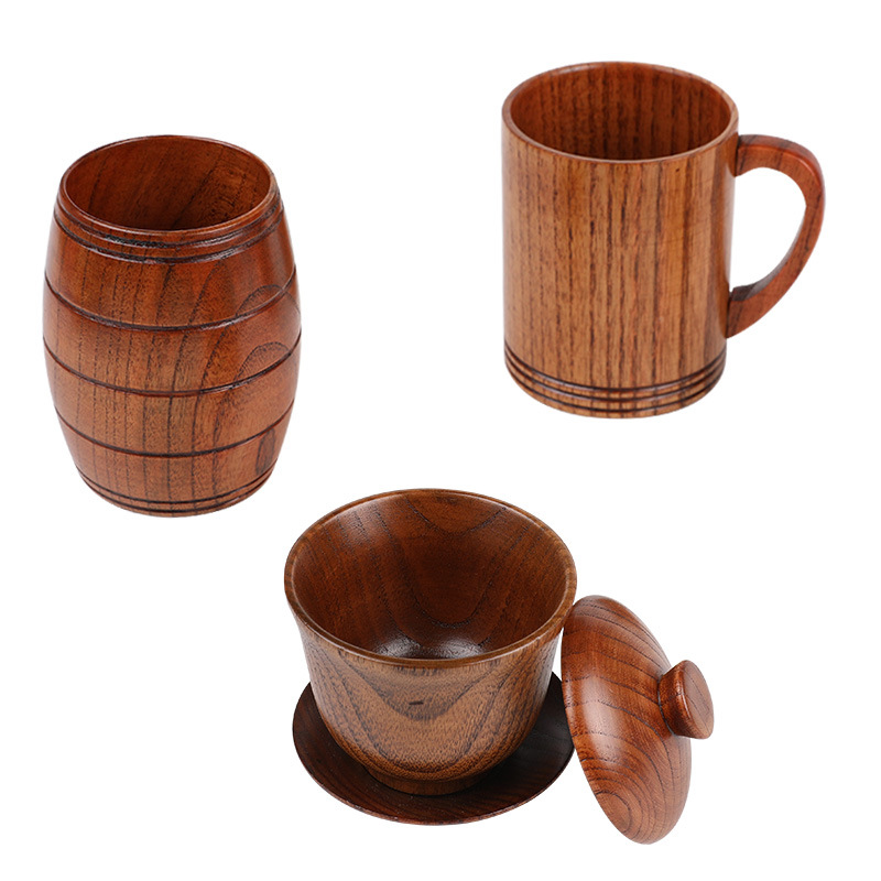Wooden Cup, Tea Cup, Restaurant Household Handle Coffee Cup, Gift Casual Cup, Custom Logo Jujube Wood Creative Water Cup