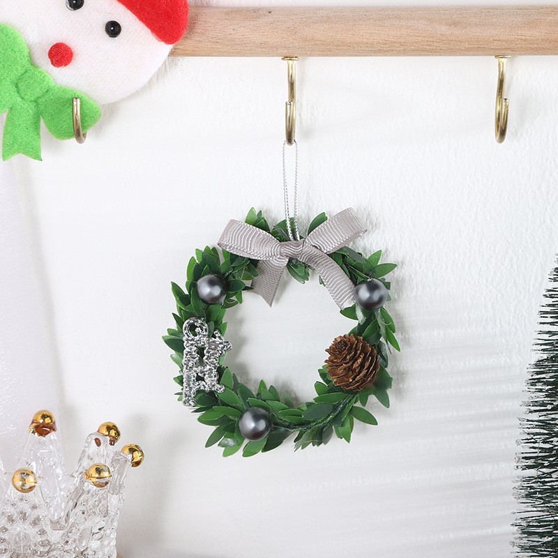 New Arrival Bow Leaf Wreath Bell Christmas Tree Accessories Christmas Gift Box Decoration Christmas Wreath