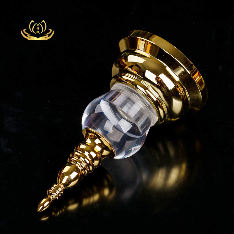 E-Type Gold-Plated Acrylic Stupa Treasure Vase Pagoda Bodhi Tower Buddhist Hall Yellow Lotus Transparent Display