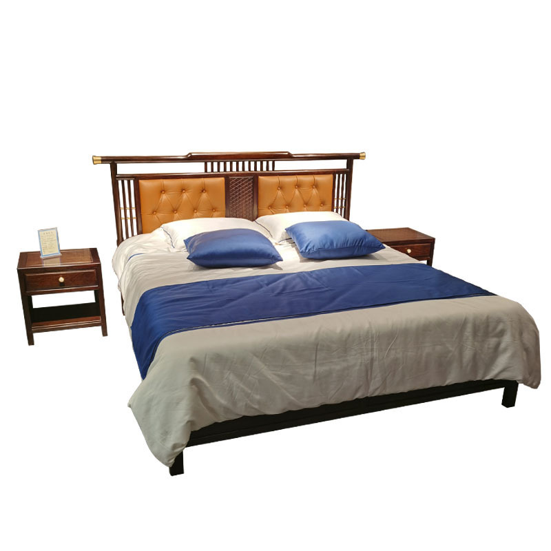 New Chinese-Style Double Bed 1.8m Modern Chinese-Style 2021 New Solid Wood Bed Master Bedroom 2m X 2m Large Bed