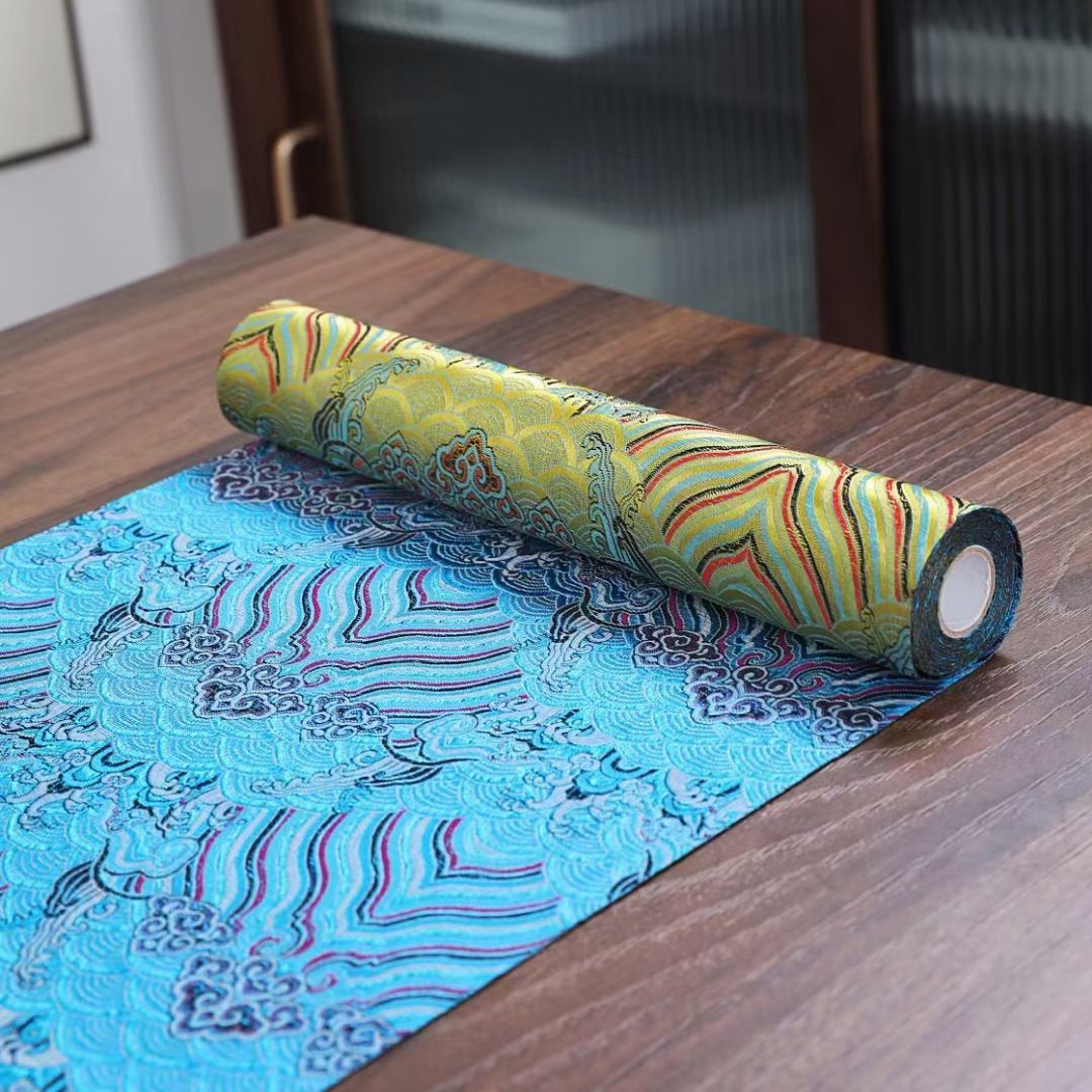 New Chinese Style Yunjin Tea Mat Jacquard Cloud Water Pattern Brocade Tea Mat Space Display Table Flag Tea Room Tablecloth
