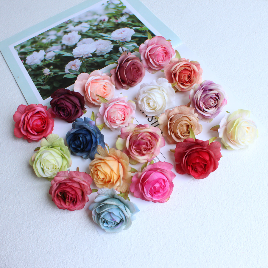 Искусственная высококачественная роза цветок голова бутоньерка свадебная декорация DIY ручная работа