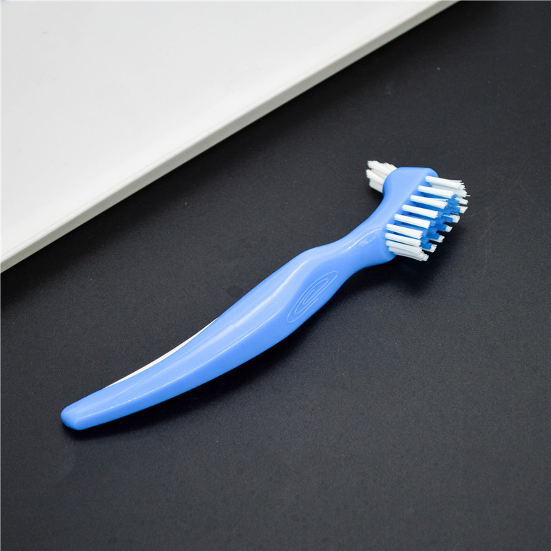 Household Adult Denture Toothbrush Double-Sided Care Brush Hard-Bristled Cleaning Brush Teeth Braces Cleaning and Descaling Full Mouth