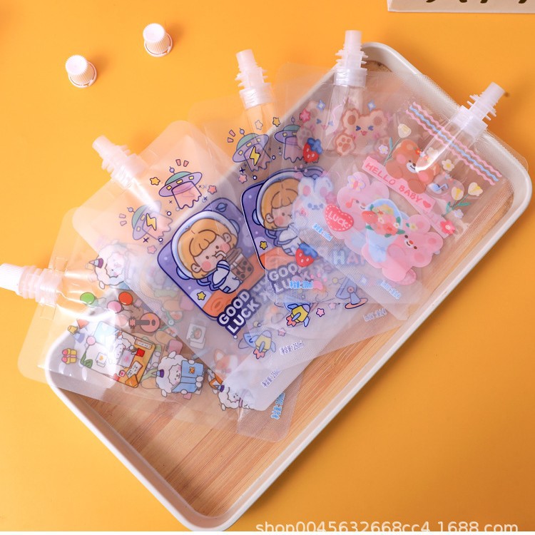 Cartoon cute suction nozzle bag plum soup drink packing bag fruit puree liquid sealed bag disposable sugar moisture bag