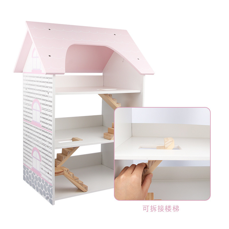 Wooden Diy Cabin Children's Play House Simulation House 3-storey Princess Villa Doll House Funny Girl Toys