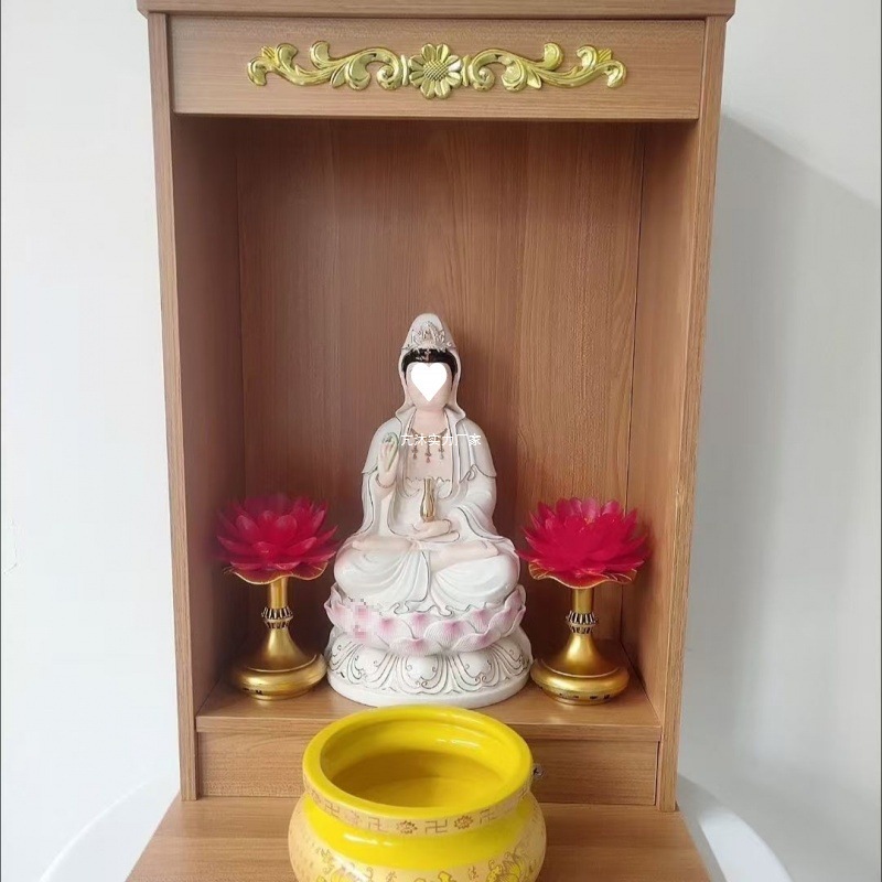 Buddha Statue, Buddha Cabinet, Shrine, Household Altar, Guanyin, Guanyin Bodhisattva, Wall-Mounted Altar