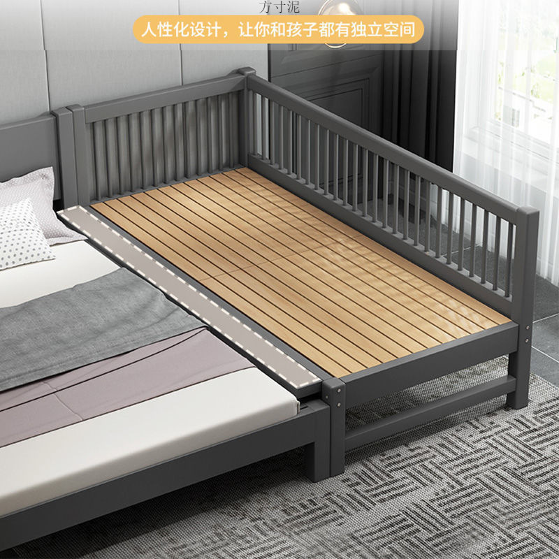 Solid Wood Baby Splicing Bed Children with Guardrails Widened and Thickened Baby Bed for Boys and Girls Bedside Large Bed Factory Wholesale