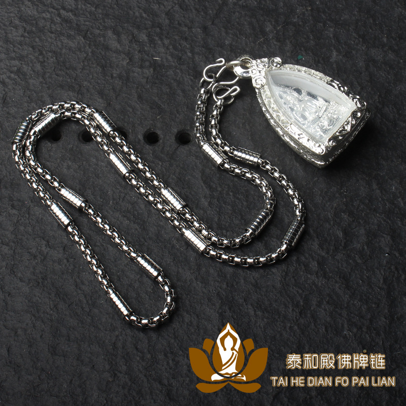 Thai Buddha Amulet Chain Daniel Chan Star's Same Style Titanium Steel Stainless Steel Special Identity Single Hanging Double Hanging Metal Pendant