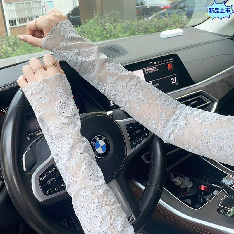 Summer Outdoor Driving Lace Sun Protection Sleeves Arm Sleeves for Women Thin Breathable Scar Cover Tattoo Uv Protection