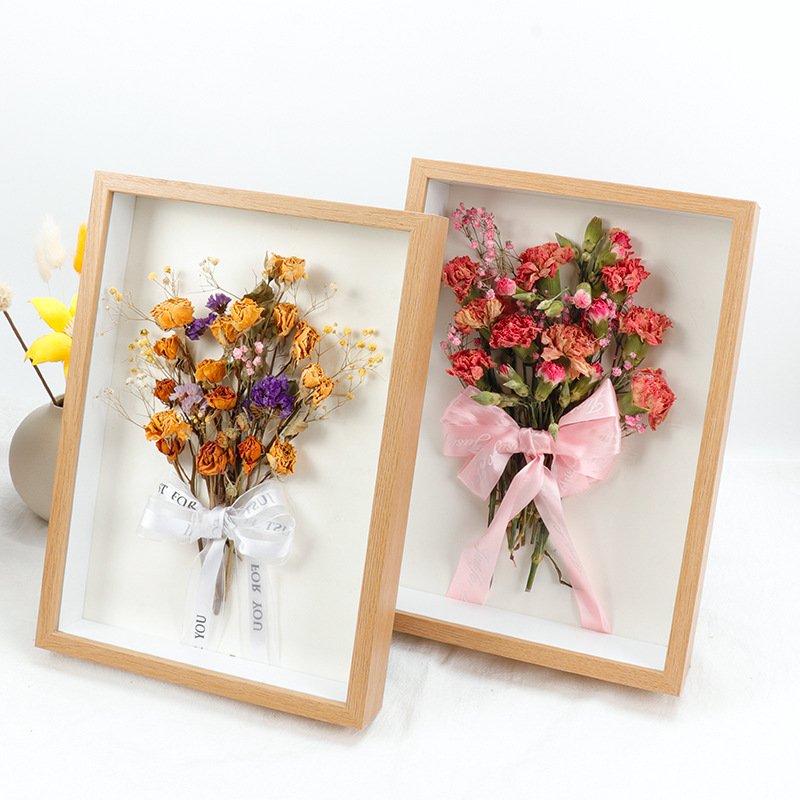 Three-Dimensional Hollow dried flower photo frame wholesale 68-inch 10-inch a4a3 handmade paper rose mounting light picture frame factory