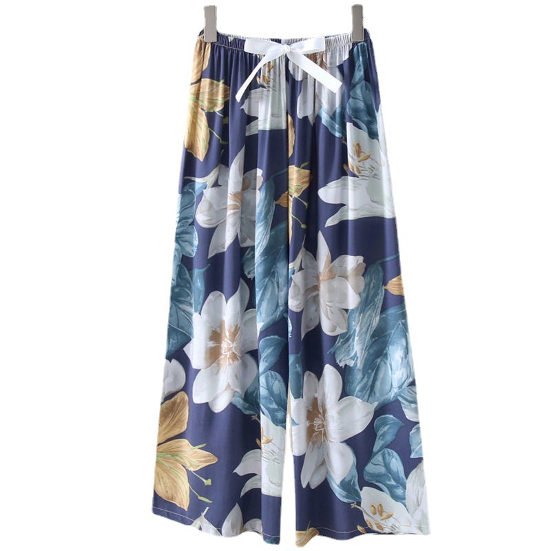 40 PCs Cotton Silk New Arrival Pajama Pants Summer Women's Loose Large Size Wide-leg Pants Ankle-length Pants Women's Outwear Pure Cotton Artificial Cotton